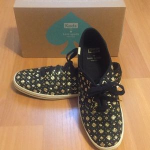 Black and Gold tennis shoes Keds for Kate Spade